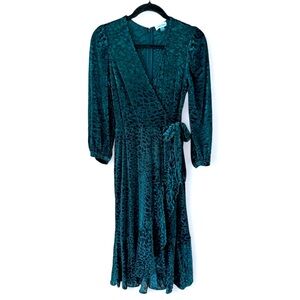 Calvin Klein Malachite Leopard-Print Velvet Midi Dress